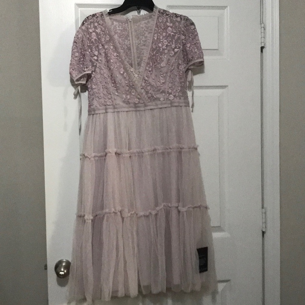 Needle & Thread Embroidered Tulle Midi Dress